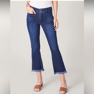 Spartina 449 Juliette High Rise Jean Ocean Palm Wash Kick Flare Size 6 Raw Hem